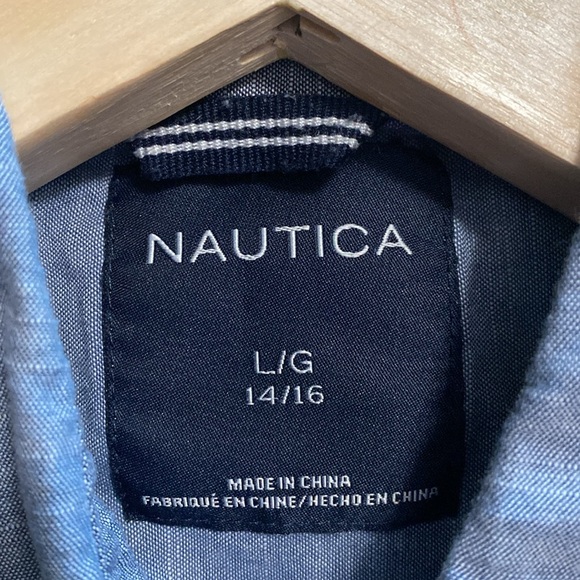 Nautica Boys  Casual Blue Button Down Shirt - Picture 3 of 3